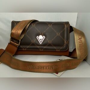 Valentino Orlandi Small Brown & Black Monogram Crossbody Bag NWT Retail $159